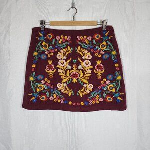 Umgee Embroidered Skirt Maroon Size L